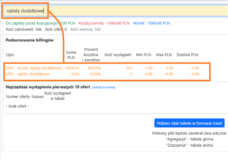 Acernus - bilingi Allegro - dopłaty doatkowe znajdź problematyczne transakcje filtrowanie.PNG
