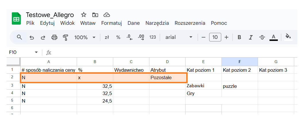 Acernus - inegracja hurtowni z Allegro - jak wykluczyć kategorię pozostałe