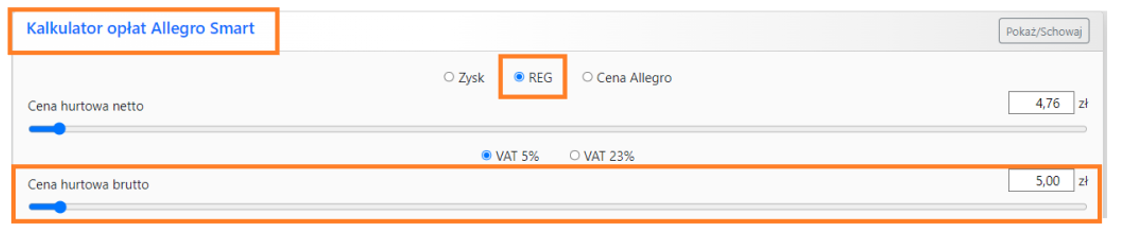 Acernus - kalkulator opłat Allegro - ustawienia - alekalkulator.pl